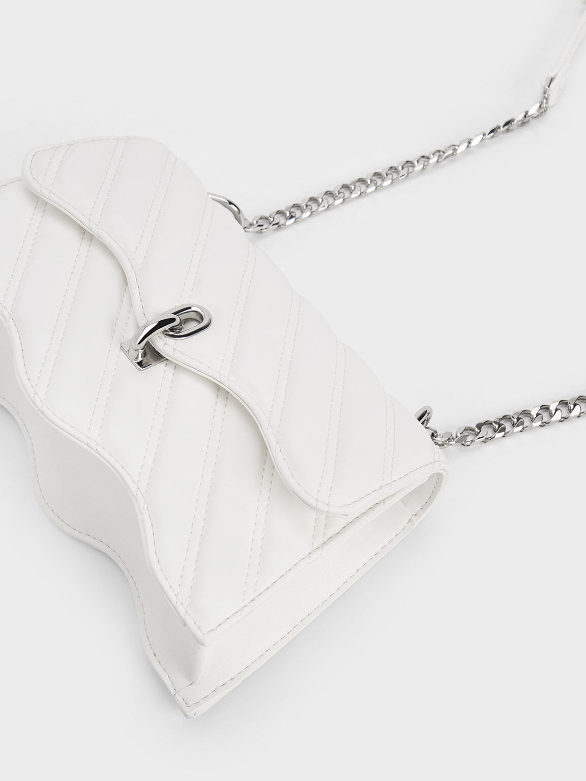 Freja Wavy Trapeze Crossbody Bag, White, hi-res