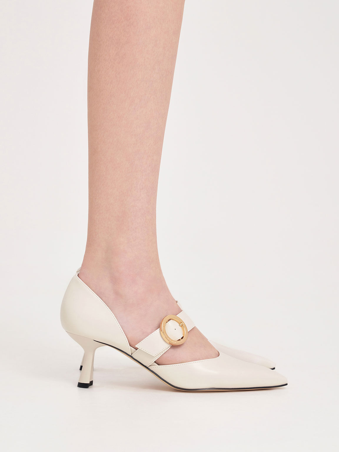 White Buckled D Orsay Pumps CHARLES KEITH SA