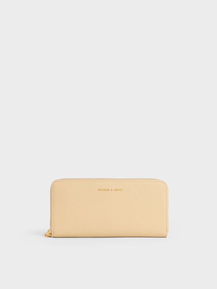 Zip-Around Long Wallet, Beige, hi-res