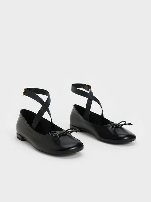 Margot Crossover-Strap Ballerinas, Black, hi-res