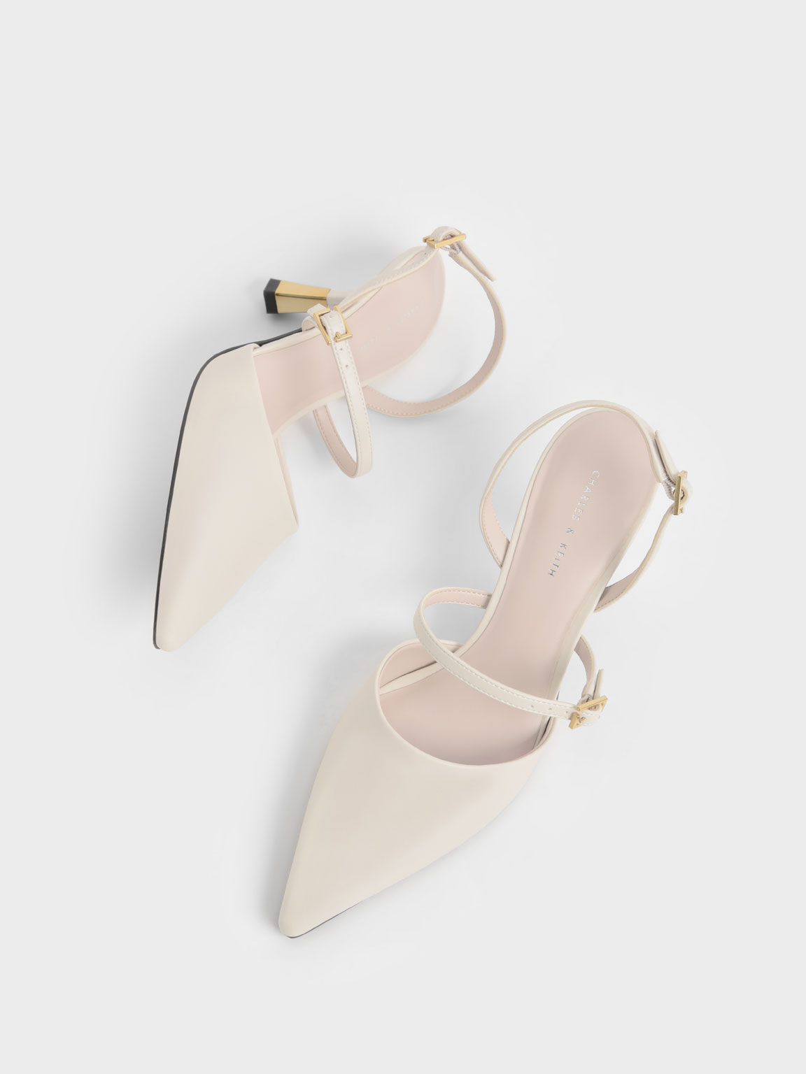Double Strap Slingback Pumps, Chalk, hi-res