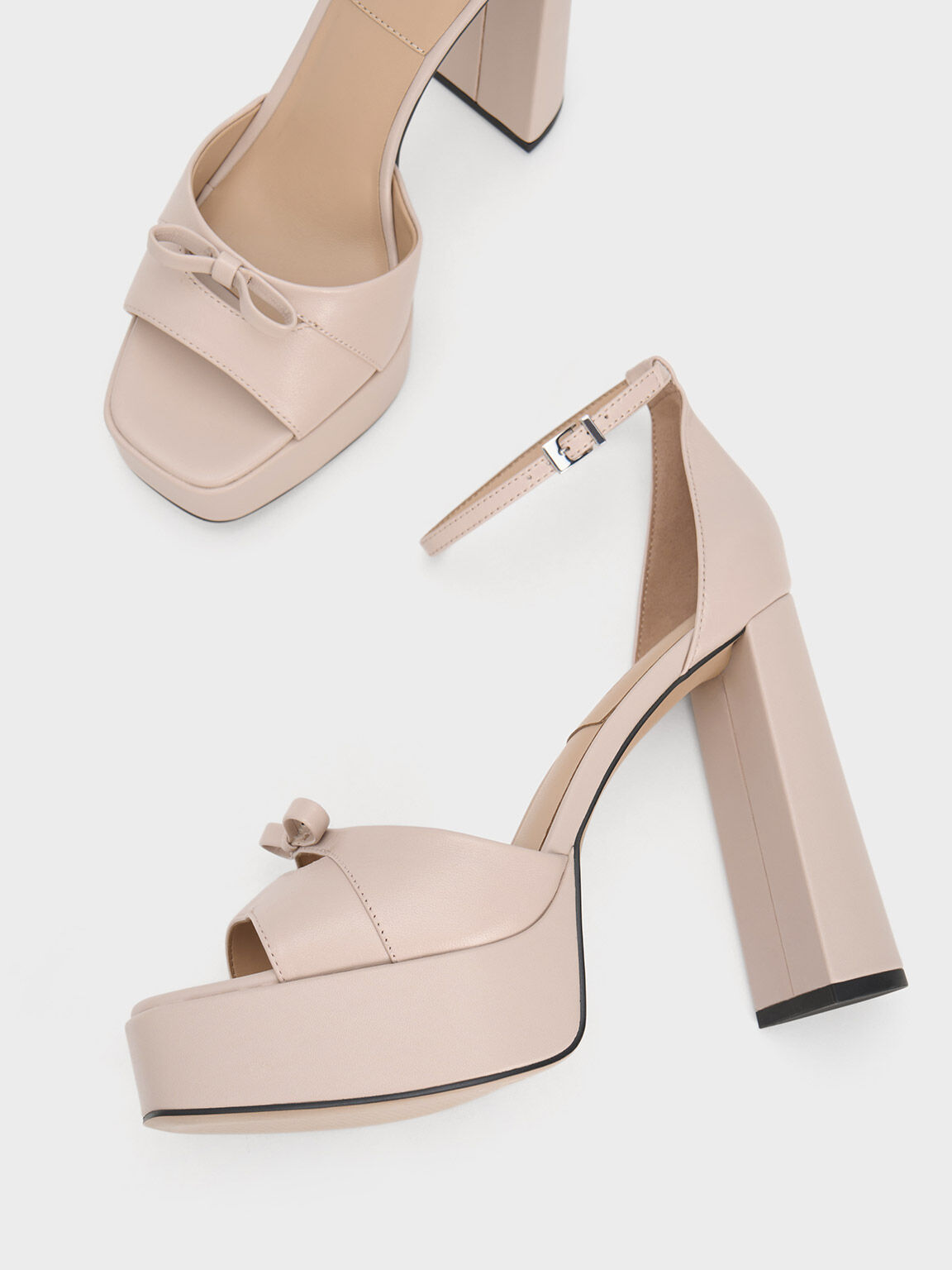 Verona Leather Platform Sandals, Nude, hi-res