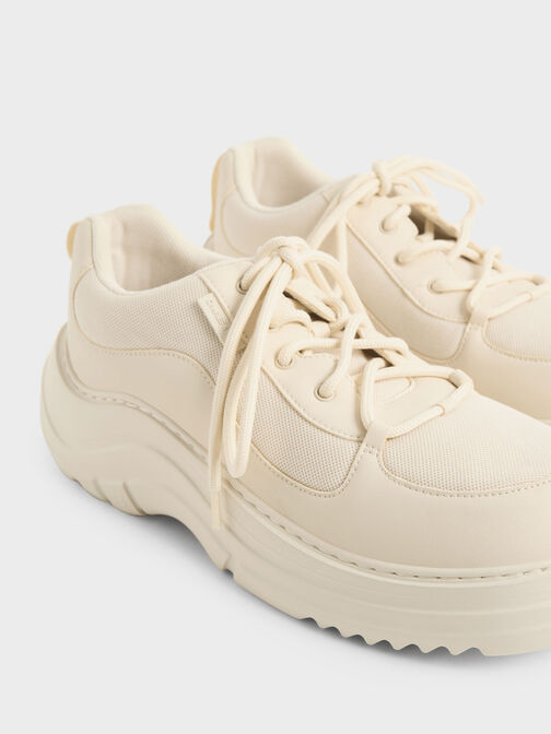 Mesh Chunky Sole Sneakers, Chalk, hi-res