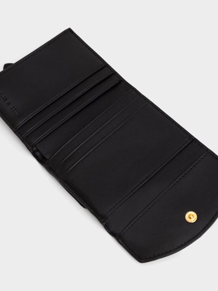 Este Belted Tweed Small Wallet, Black, hi-res