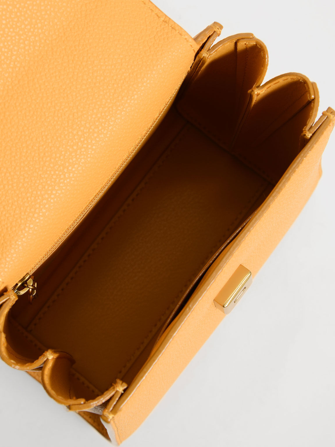 Locket Chain-Link Trapeze Bag, Mustard, hi-res