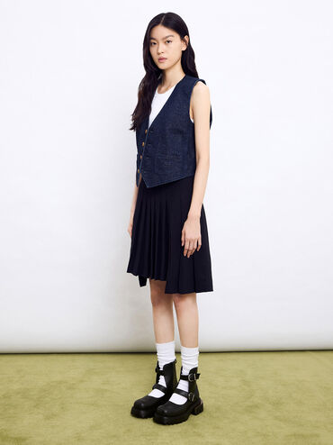 Selma Buckled Chunky Boots, Black, hi-res