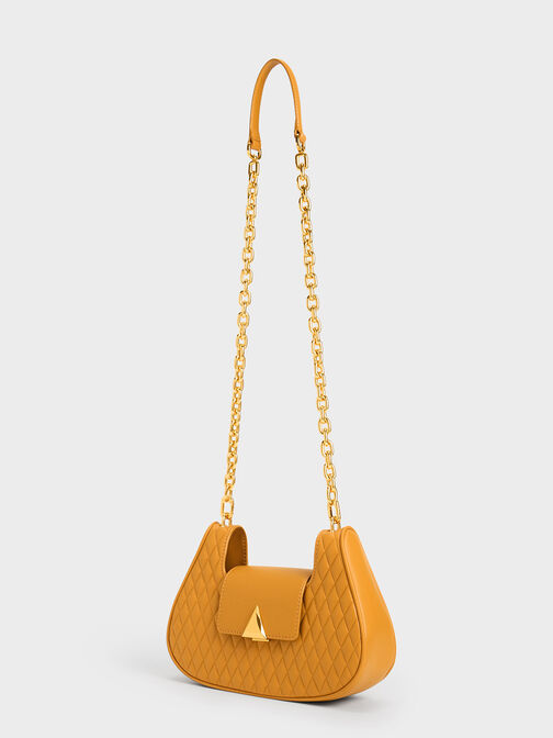 Quinlynn Curved Shoulder Bag, Orange, hi-res