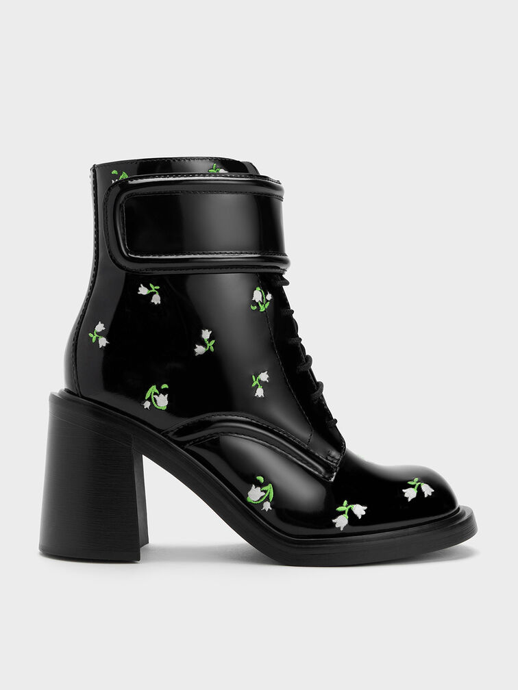 Rosalie Leather Floral Ankle Boots, Multi, hi-res