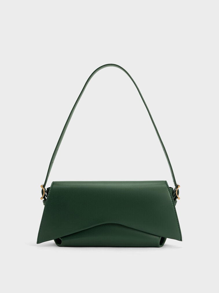 Boaz Geometric Front Flap Bag, Dark Green, hi-res