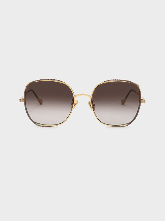 Cut-Out Butterfly Sunglasses, Taupe, hi-res