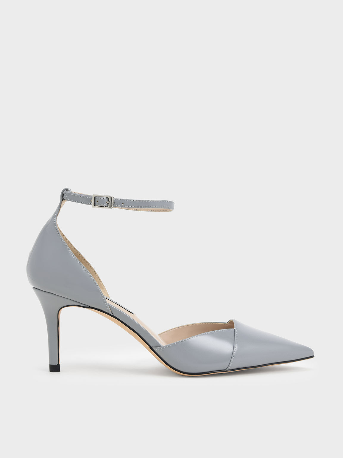 Gray pumps with ankle strap clearance