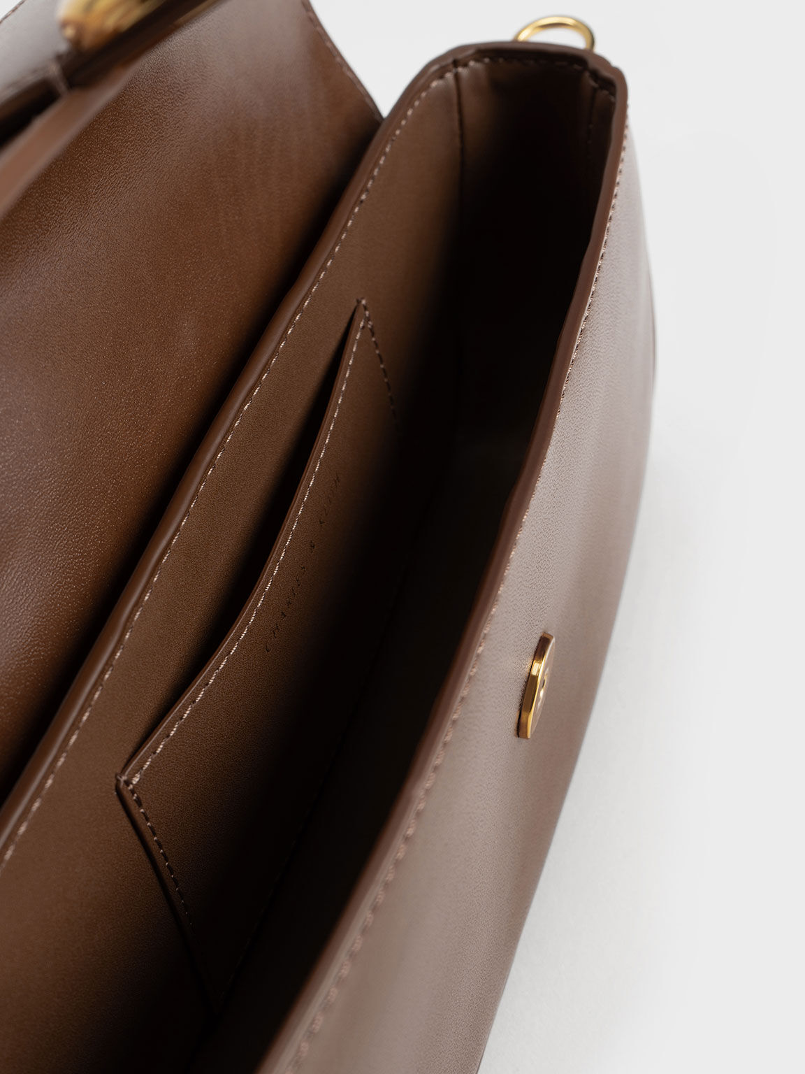 Daki Belted Curved Bag, Chocolate, hi-res