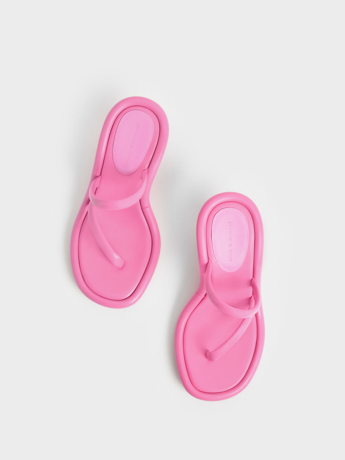 Tubular Heeled Thong Sandals, Pink, hi-res