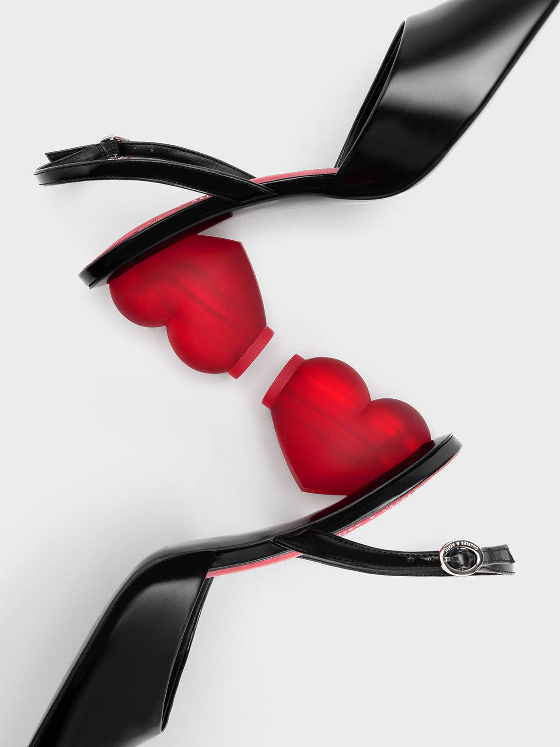 Heart Heel Slingback Pumps, Black, hi-res