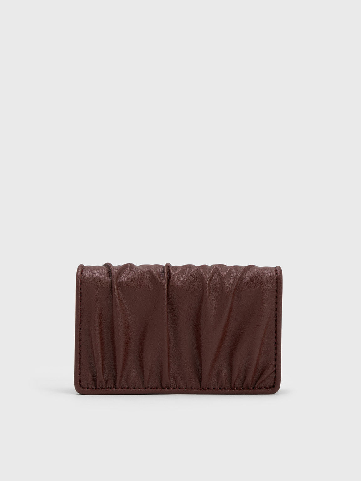 Aldora Ruched Cardholder, Dark Chocolate, hi-res