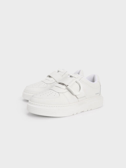 Gabine Leather Low-Top Sneakers, White, hi-res