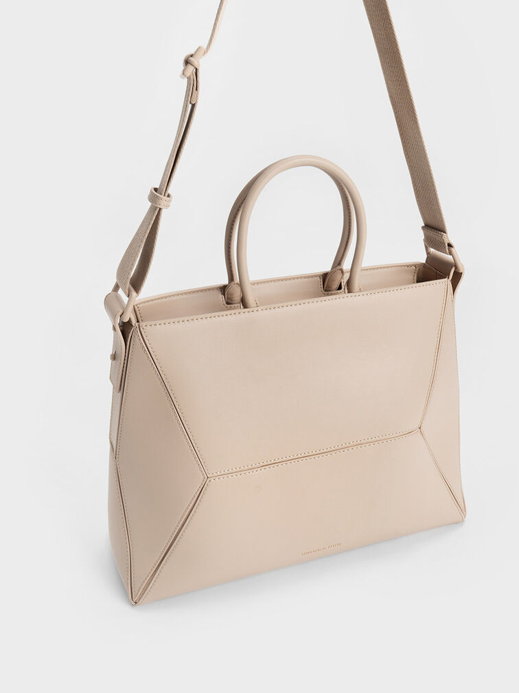 Nasrin Geometric Tote Bag, Beige, hi-res
