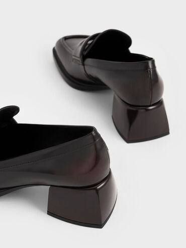 حذاء لوفر مع مقدمة شبه مربعة, خمري, hi-res
