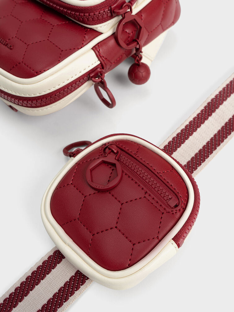 Textured Elongated Crossbody Bag, Red, hi-res