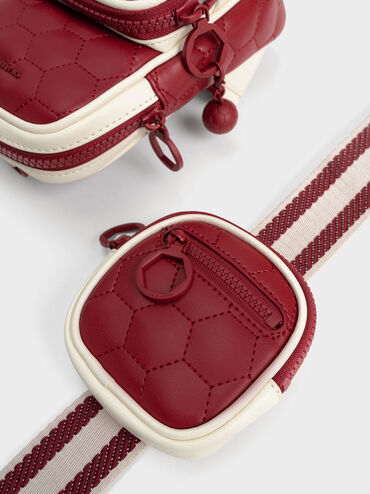 Textured Elongated Crossbody Bag, Red, hi-res