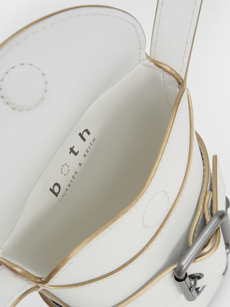 Jules Leather Belted Bucket Bag, White, hi-res