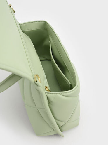حقيبة جيما مبطنة مزينة بسلسلة عريضة, اخضر فاتح, hi-res