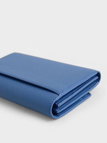 Front Flap Long Wallet, Blue, hi-res