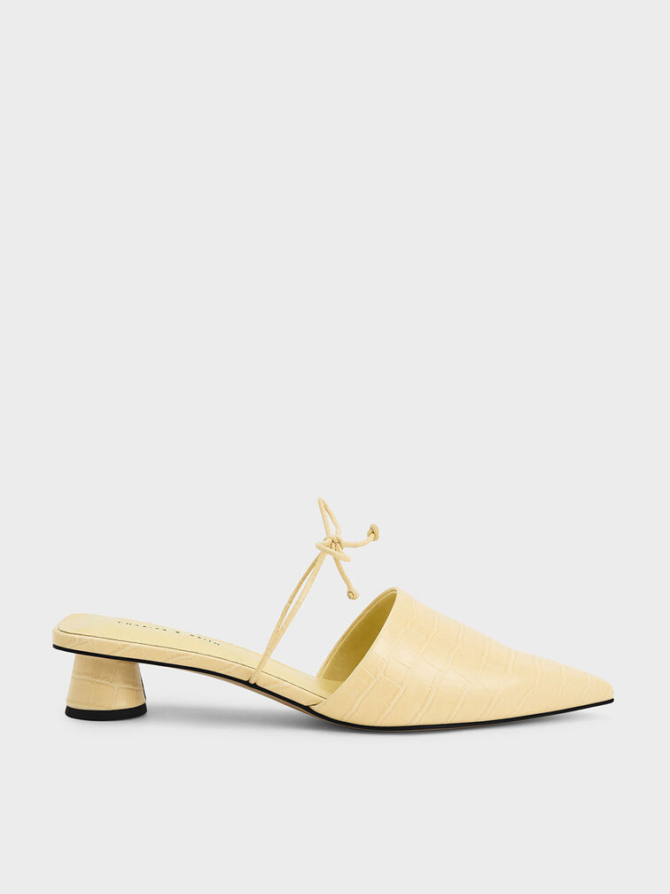 حذاء ميول مزين بعقدة فيونكة ونمط جلد التمساح, Animal Print Yellow, hi-res