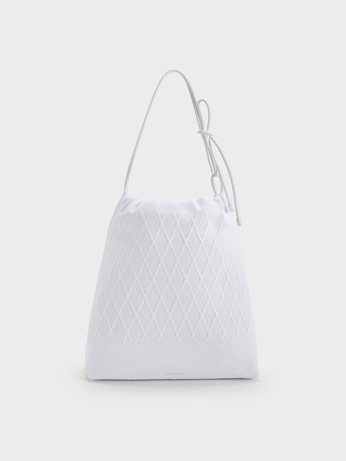 حقيبة جنوى منسوجة مع فيونكة, أبيض, hi-res