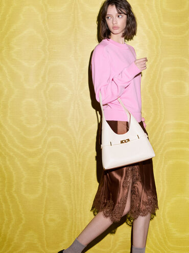 Arlet Metallic-Accent Belted Hobo Bag, Cream, hi-res