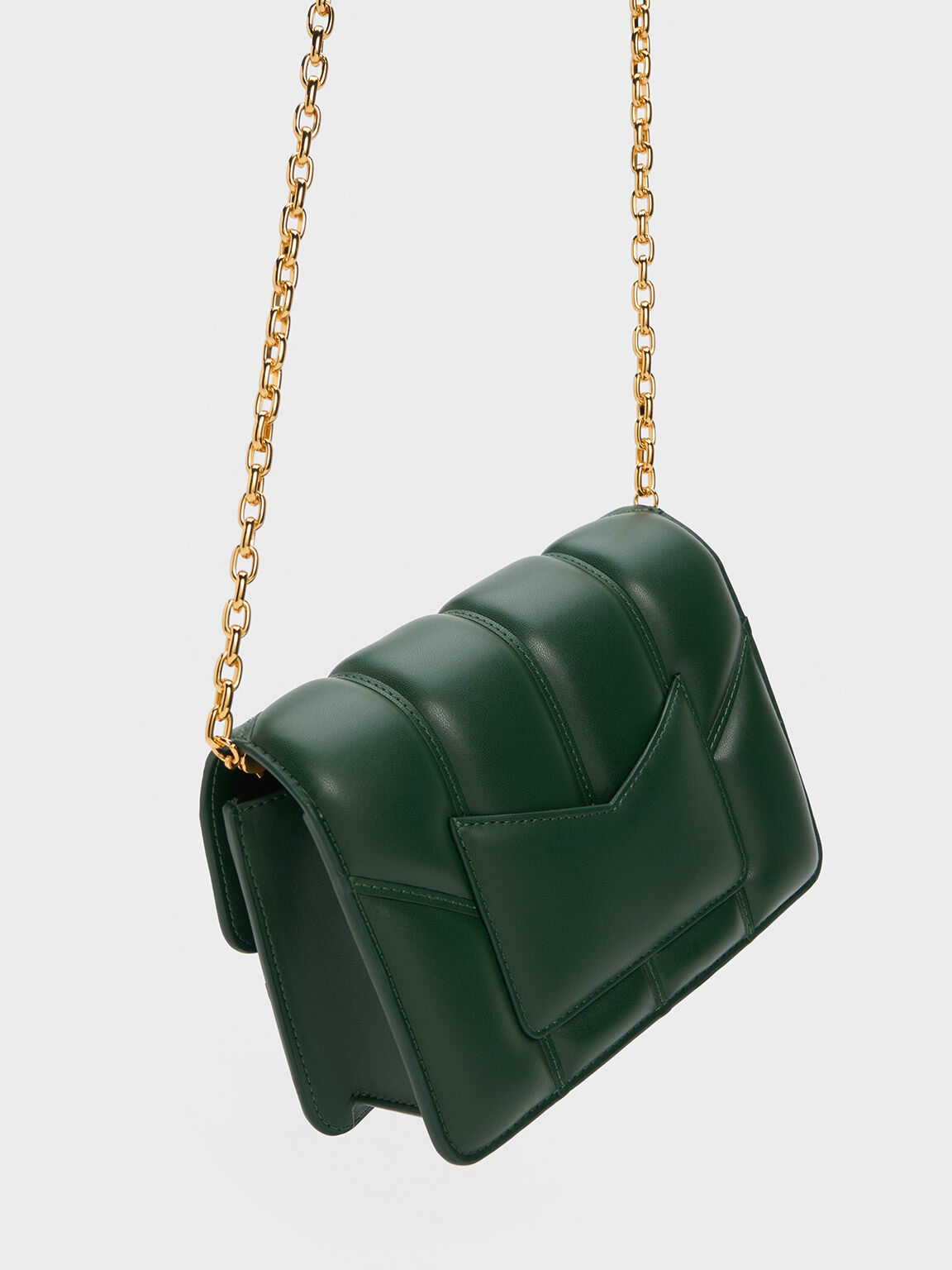 Eudora Chevron Boxy Bag, Dark Green, hi-res