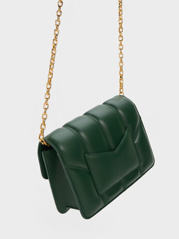 حقيبة يودورا مربعة بتصميم مضلع, أخضر غامق, hi-res