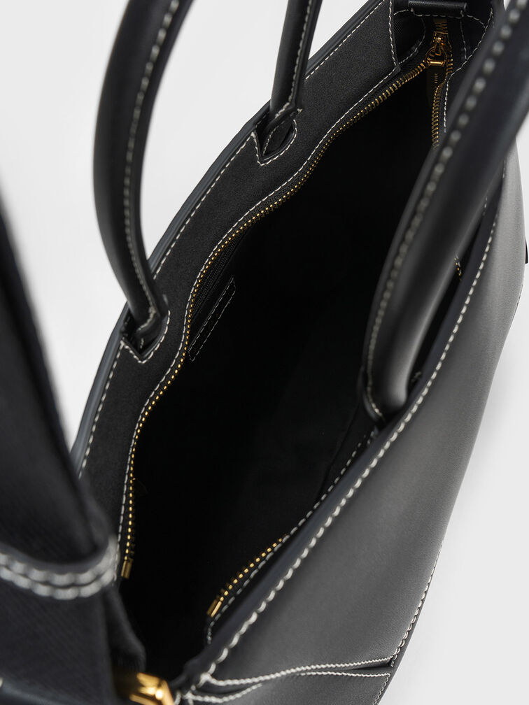Nasrin Geometric Tote Bag, Black, hi-res