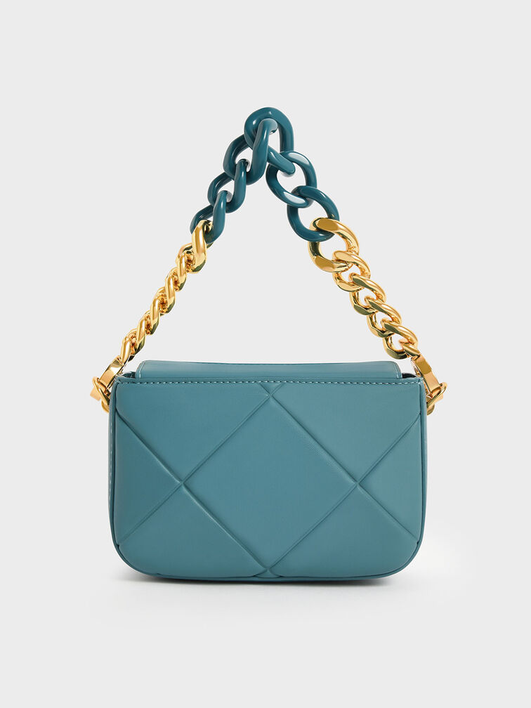 Mini Danika Chunky Chain Padded Bag, Teal, hi-res
