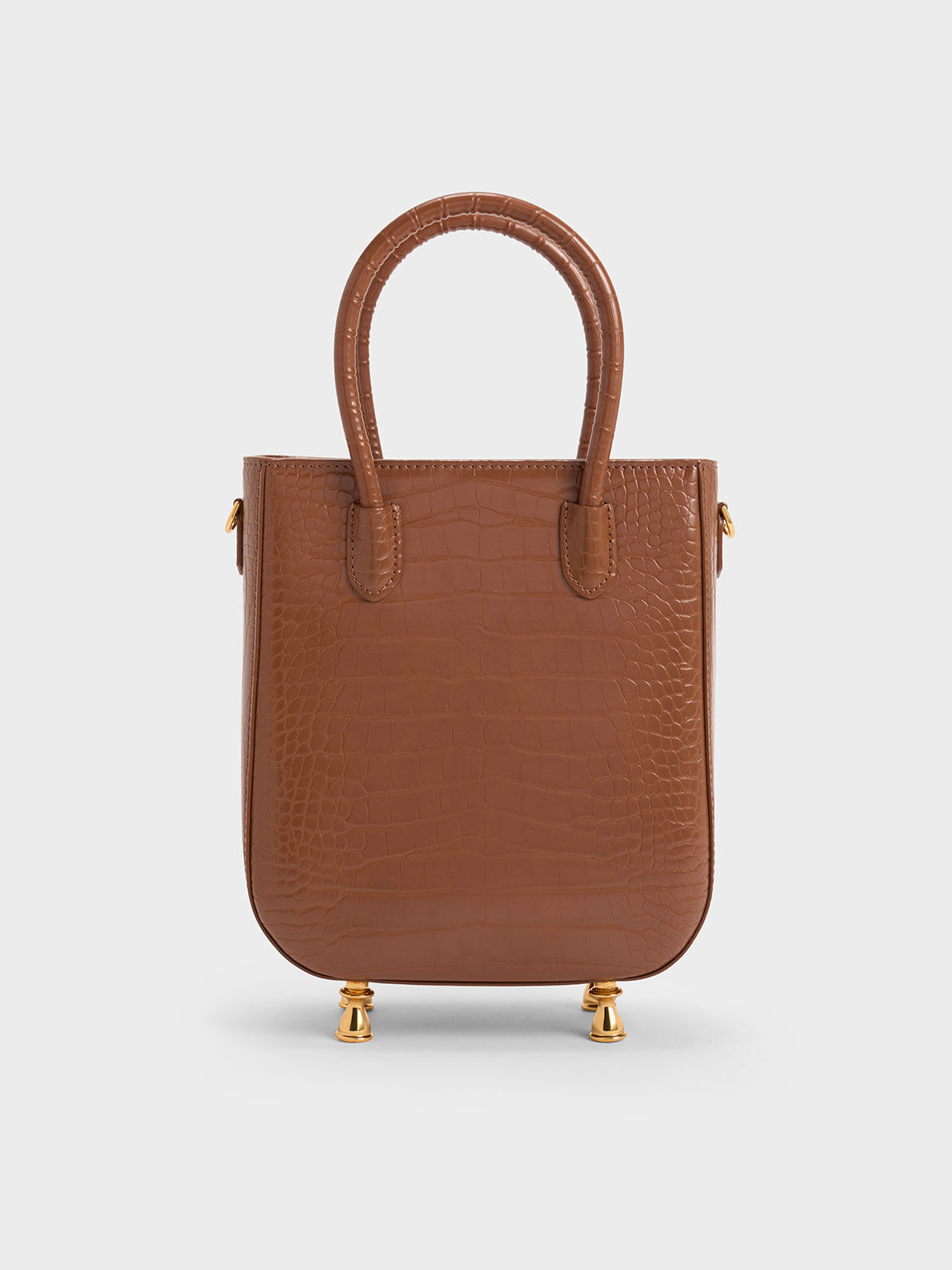 Chocolate Meriah Croc Embossed Tote Bag CHARLES KEITH SA
