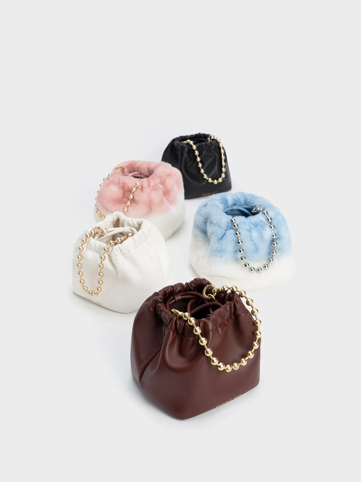 Aldora Beaded Handle Bucket Bag, White, hi-res