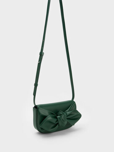 Bow Crossbody Bag, Dark Green, hi-res