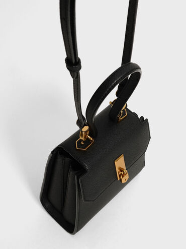 حقيبة ترابيز بمقبض على شكل سلسلة متصلة, أسود, hi-res