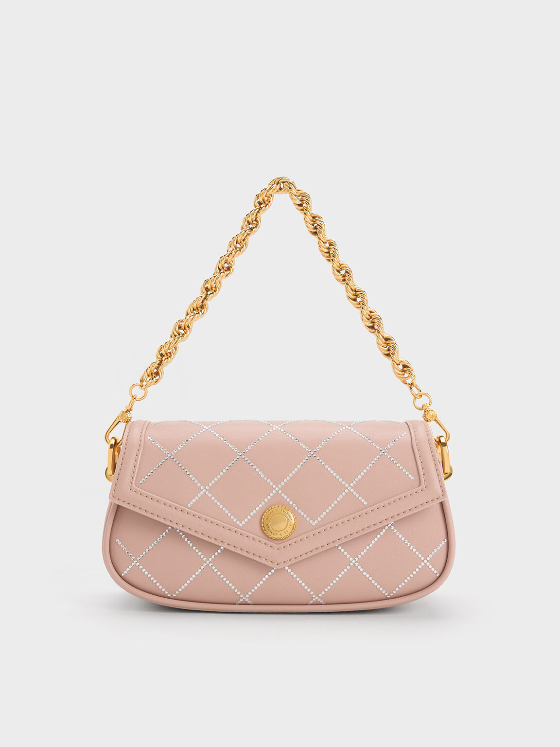 Este Chain Handle Satin Bag, Nude, hi-res