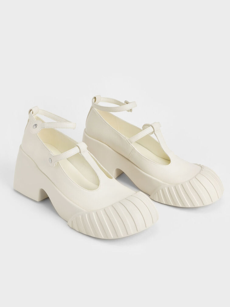 Adrian Chunky Sole Mary Janes, Chalk, hi-res