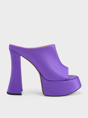 Delphine Recycled Polyester Platform Mules, Purple, hi-res