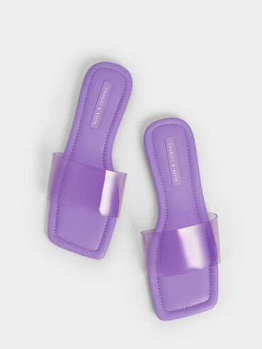 Padded Slide Sandals, Purple, hi-res