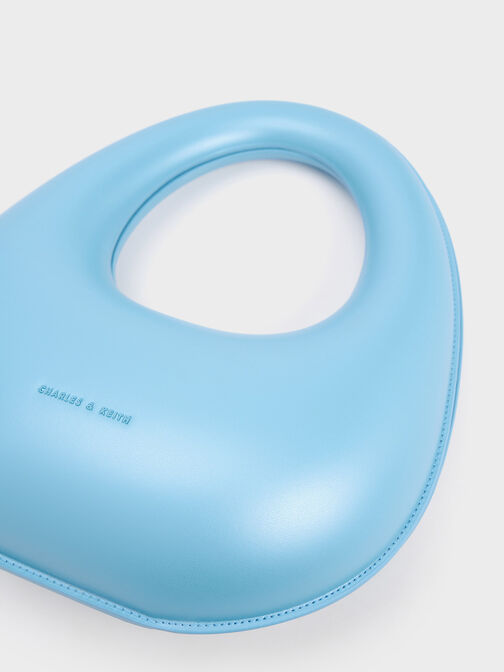 Sculptural Top Handle Moon Bag, Blue, hi-res