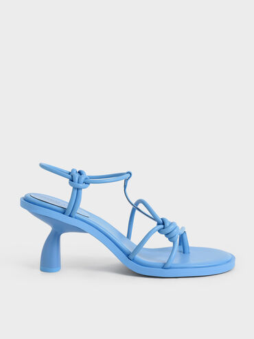 Alma Strappy Knotted Thong Sandals, Blue, hi-res