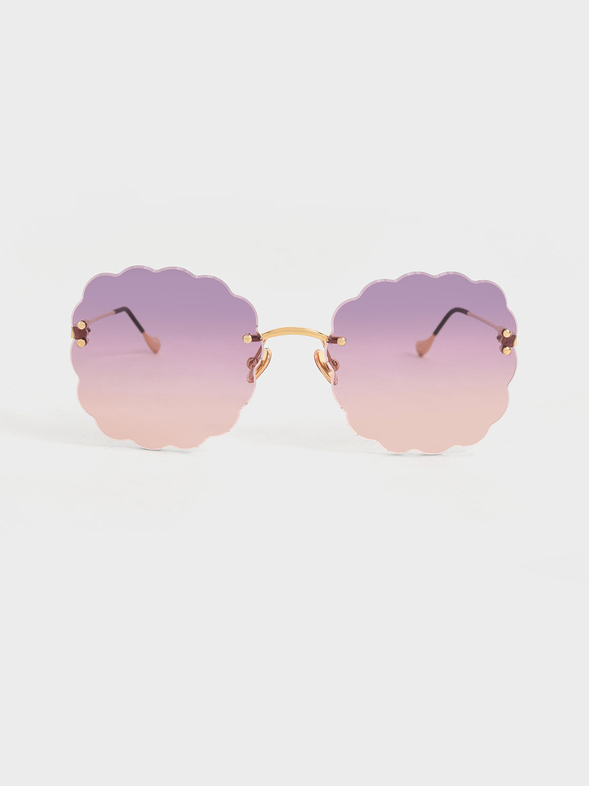 Pink Multi-Tinted Scalloped Butterfly Sunglasses - CHARLES