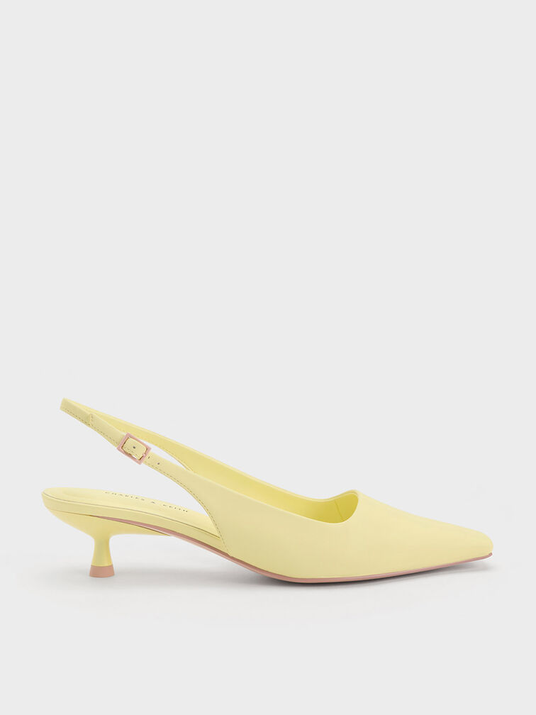 Vita Square-Toe Slingback Pumps, Yellow, hi-res