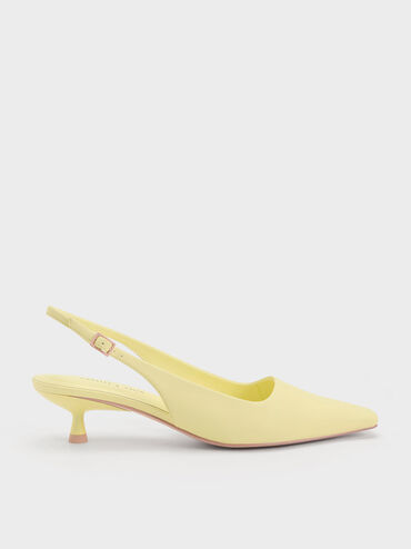 Vita Square-Toe Slingback Pumps, Yellow, hi-res