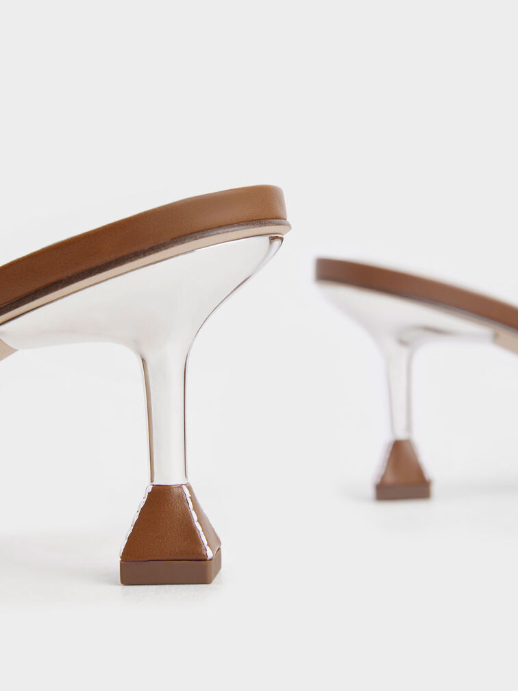 Sculptural Heel Mules, Caramel, hi-res