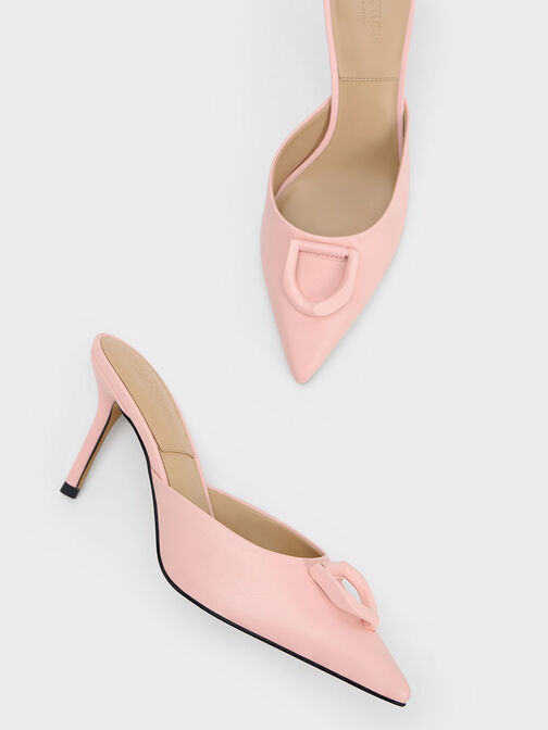 Gabine Leather Mules, Pink, hi-res