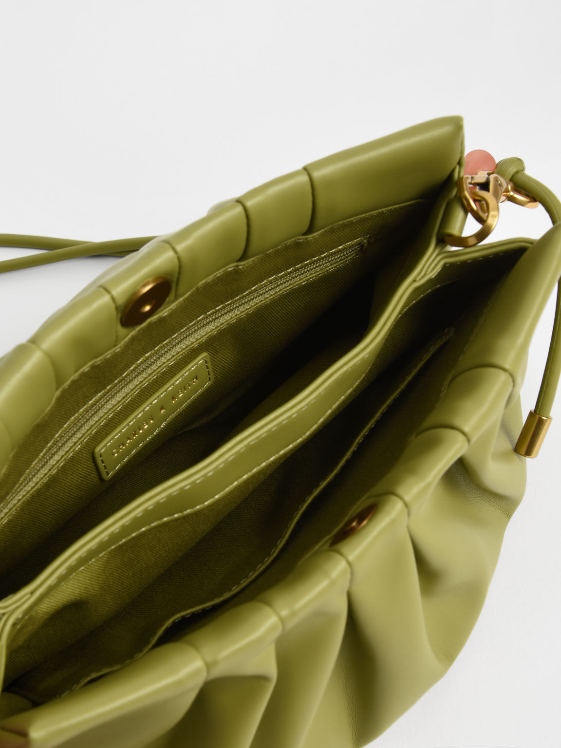 حقيبة كتف أفياري بمقبض مزين بالخرز, أخضر زيتي, hi-res